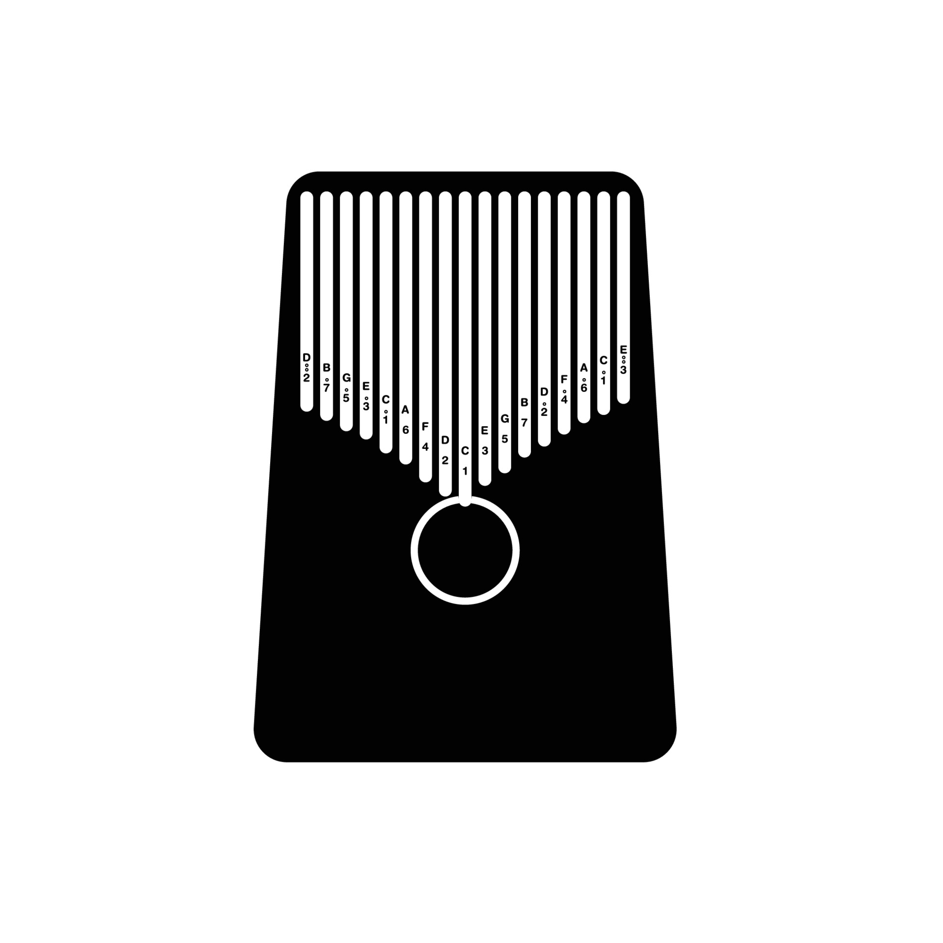 Kalimba Silhouette. Black and White Icon Design Element on Isolated White Background